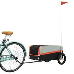 Remorque de vélo noir et orange 30 kg fer 