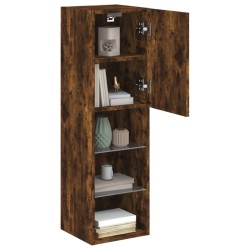 Meubles TV avec lumières LED 2 pcs chêne fumé 30,5x30x102 cm 