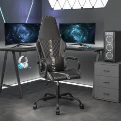 Chaise de jeu de massage camouflage et noir similicuir 
