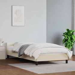 Cadre de lit avec tête de lit sans matelas crème 90x190 cm 