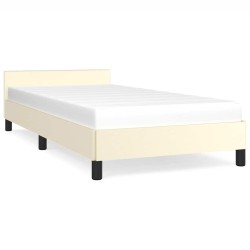 Cadre de lit avec tête de lit sans matelas crème 90x190 cm 