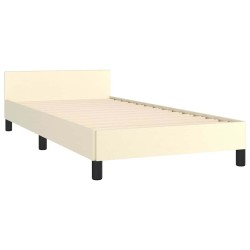 Cadre de lit avec tête de lit sans matelas crème 90x190 cm 