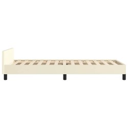 Cadre de lit avec tête de lit sans matelas crème 90x190 cm 