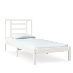 Cadre de lit sans matelas blanc 75x190 cm bois massif 