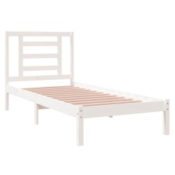 Cadre de lit sans matelas blanc 75x190 cm bois massif 