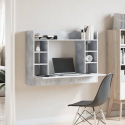 Bureau mural gris béton 105x48x75 cm bois d'ingénierie 