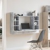 Bureau mural gris béton 105x48x75 cm bois d'ingénierie 