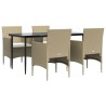 Ensemble à manger de jardin coussins 5 pcs Beige/noir 