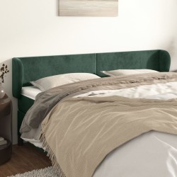 Tête de lit avec oreilles Vert foncé 203x23x78/88 cm Velours 