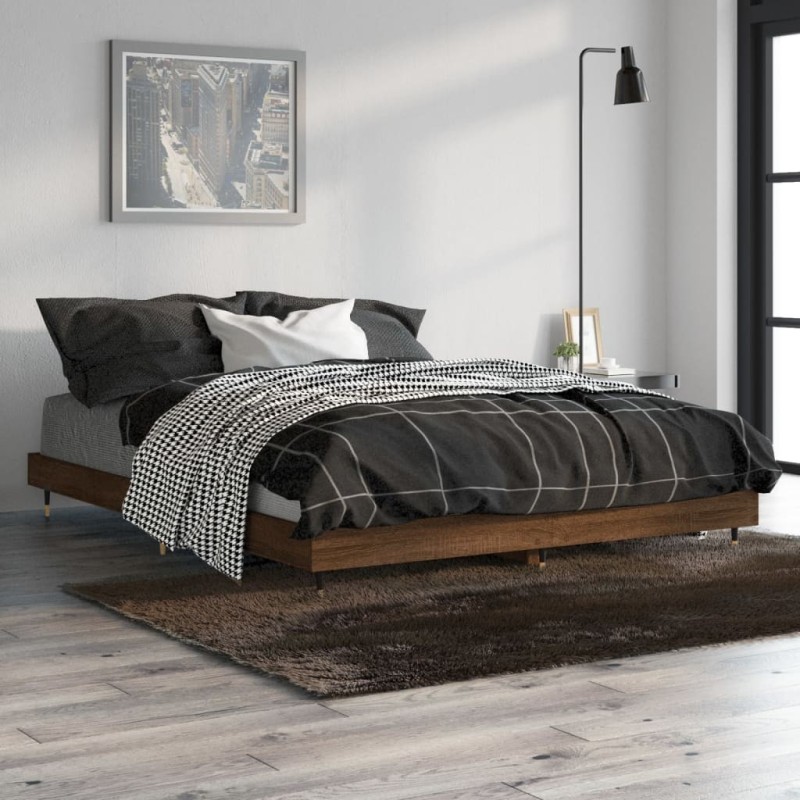 Cadre de lit sans matelas chêne marron 135x190 cm Cadre de lit sans matelas chêne marron 135x190 cm