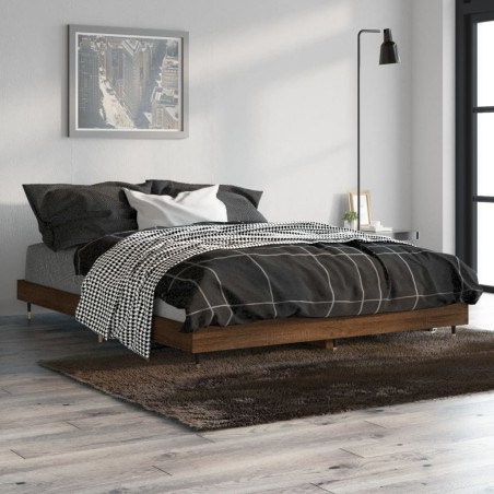 Cadre de lit sans matelas chêne marron 135x190 cm 
