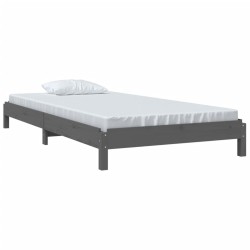 Lit empilable sans matelas gris 75x190 cm bois de pin massif 