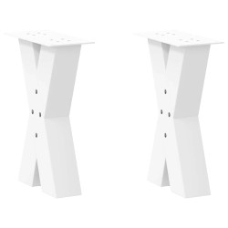 Pieds de table basse en forme de X, 2 pièces, blanc, 38 x (42-43) cm, acier 