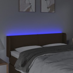 Tête de lit à LED Marron foncé 147x16x78/88 cm Tissu 