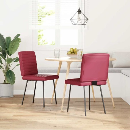 Chaises à manger lot de 2 rouge bordeaux similicuir 