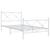 Cadre de lit métal sans matelas et pied de lit blanc 107x203 cm 