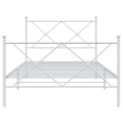 Cadre de lit métal sans matelas et pied de lit blanc 107x203 cm 