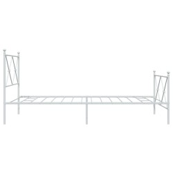 Cadre de lit métal sans matelas et pied de lit blanc 107x203 cm 