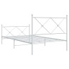 Cadre de lit métal sans matelas et pied de lit blanc 107x203 cm 