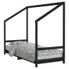 Cadre de lit pour enfants noir 80x200 cm bois de pin massif 