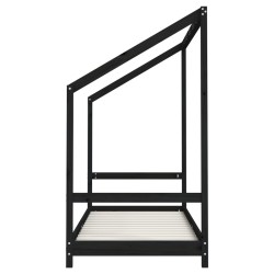 Cadre de lit pour enfants noir 80x200 cm bois de pin massif 