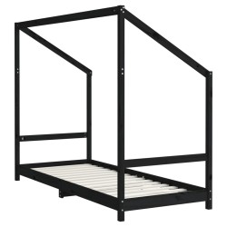 Cadre de lit pour enfants noir 80x200 cm bois de pin massif 
