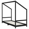 Cadre de lit pour enfants noir 80x200 cm bois de pin massif 
