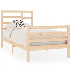 Cadre de lit sans matelas bois massif 75x190 cm 