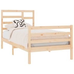 Cadre de lit sans matelas bois massif 75x190 cm 