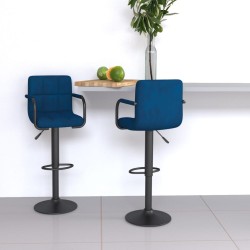 Tabourets de bar lot de 2 bleu velours 