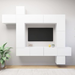 Ensemble de meuble TV 9 pcs Blanc Bois d'ingénierie 