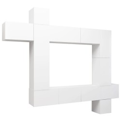 Ensemble de meuble TV 9 pcs Blanc Bois d'ingénierie 