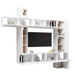 Ensemble de meuble TV 9 pcs Blanc Bois d'ingénierie 