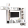 Ensemble de meuble TV 9 pcs Blanc Bois d'ingénierie 