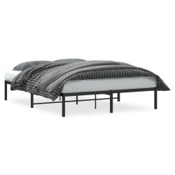 Cadre de lit métal sans matelas noir 150x200 cm 
