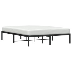 Cadre de lit métal sans matelas noir 150x200 cm 