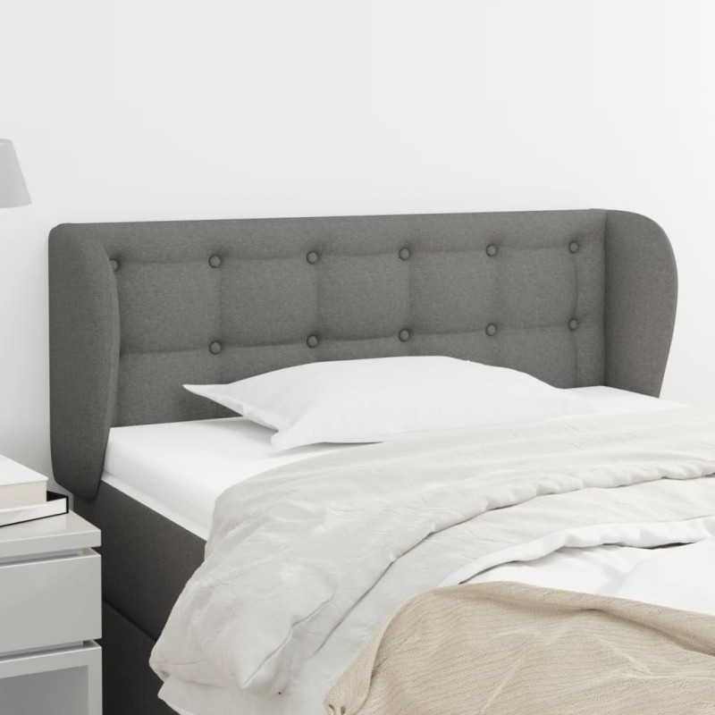 Tête de lit avec oreilles gris foncé 103x23x78/88 cm tissu 