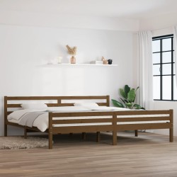 Cadre de lit sans matelas marron miel bois massif 200x200 cm 