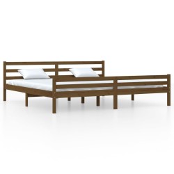 Cadre de lit sans matelas marron miel bois massif 200x200 cm 