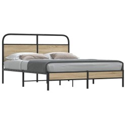 Cadre de lit sans matelas 150x200 cm chêne fumé bois ingénierie 