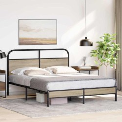 Cadre de lit sans matelas 150x200 cm chêne fumé bois ingénierie 