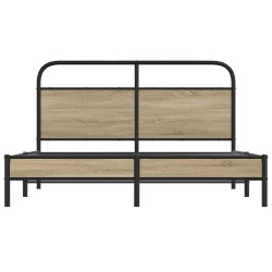 Cadre de lit sans matelas 150x200 cm chêne fumé bois ingénierie 