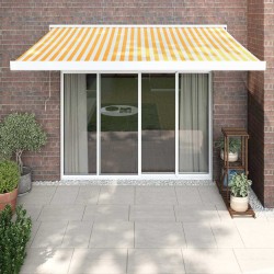 Auvent rétractable jaune et blanc 3x2,5 m tissu et aluminium 