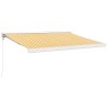 Auvent rétractable jaune et blanc 3x2,5 m tissu et aluminium 