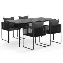 Ensemble à manger de jardin 5 pcs Noir  