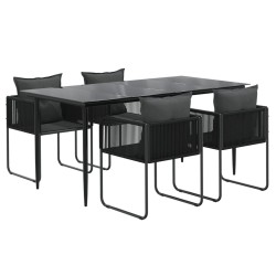 Ensemble à manger de jardin 5 pcs Noir  