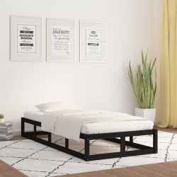 Cadre de lit sans matelas noir 100x200 cm bois massif 