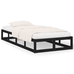 Cadre de lit sans matelas noir 100x200 cm bois massif 