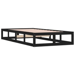 Cadre de lit sans matelas noir 100x200 cm bois massif 