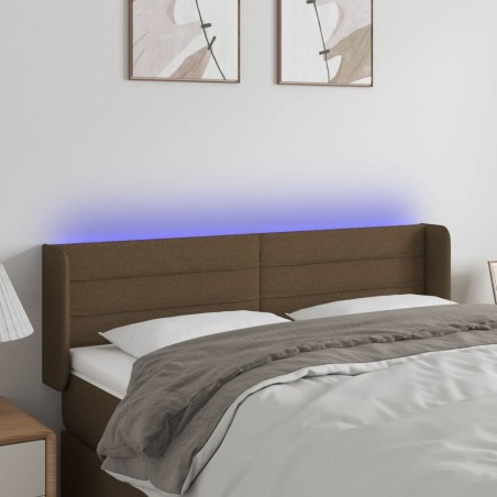 Tête de lit à LED Marron foncé 147x16x78/88 cm Tissu 